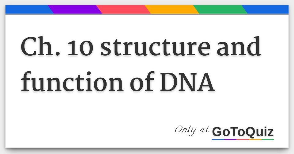 Ch. 10 structure and function of DNA