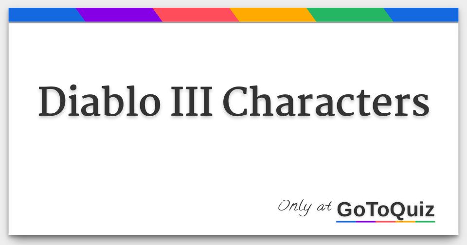 Diablo III Characters