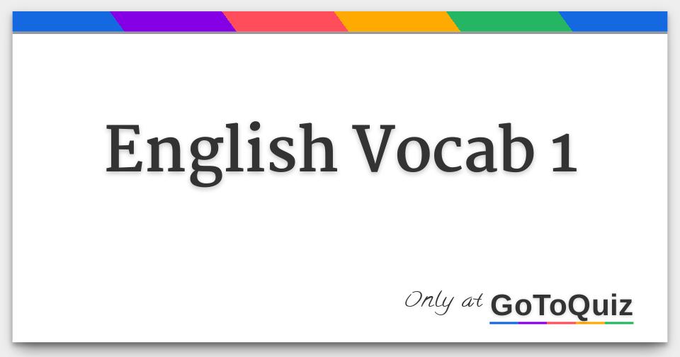 English Vocab 1