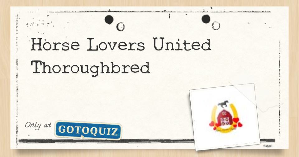 Horse Lovers United Thoroughbred
