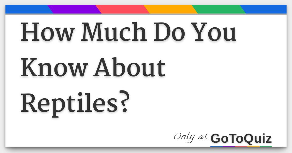 Reptiles Quiz How Much Do You Know?