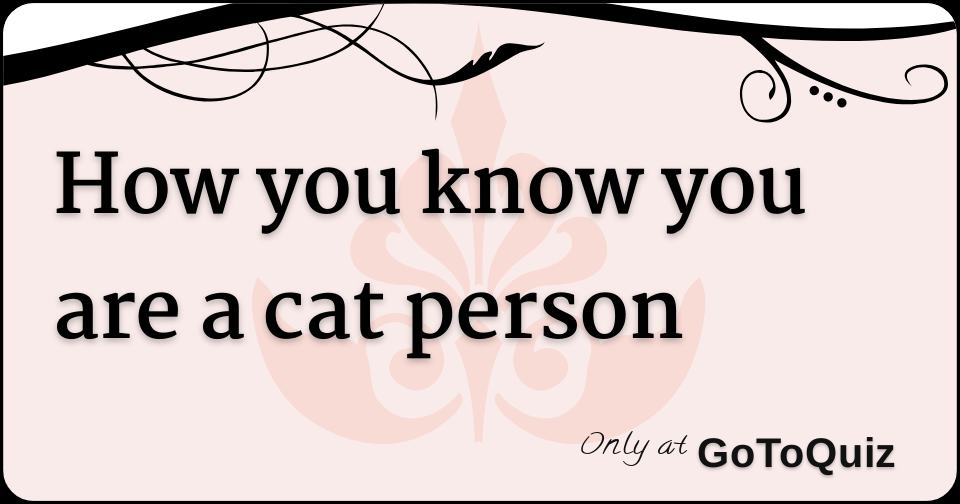 how you know you are a cat person