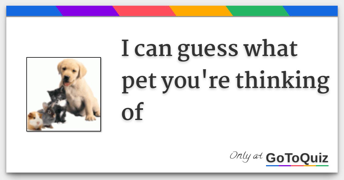 I Can Guess What Pet You're Thinking Of I Can Guess What Pet You're Thinking Of