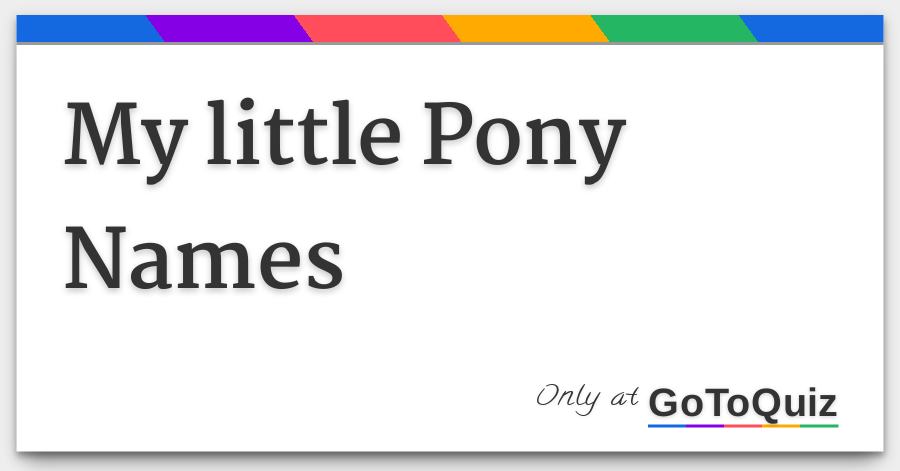 my little pony names