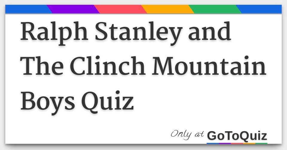 Ralph Stanley And The Clinch Mountain Boys