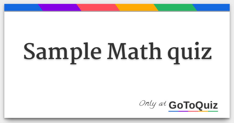 Sample math quiz