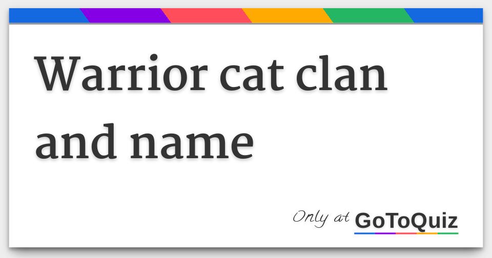 warrior cat clan and name