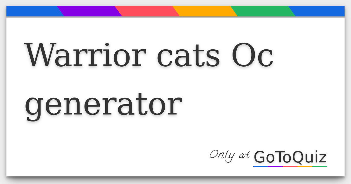 Warrior cats Oc generator