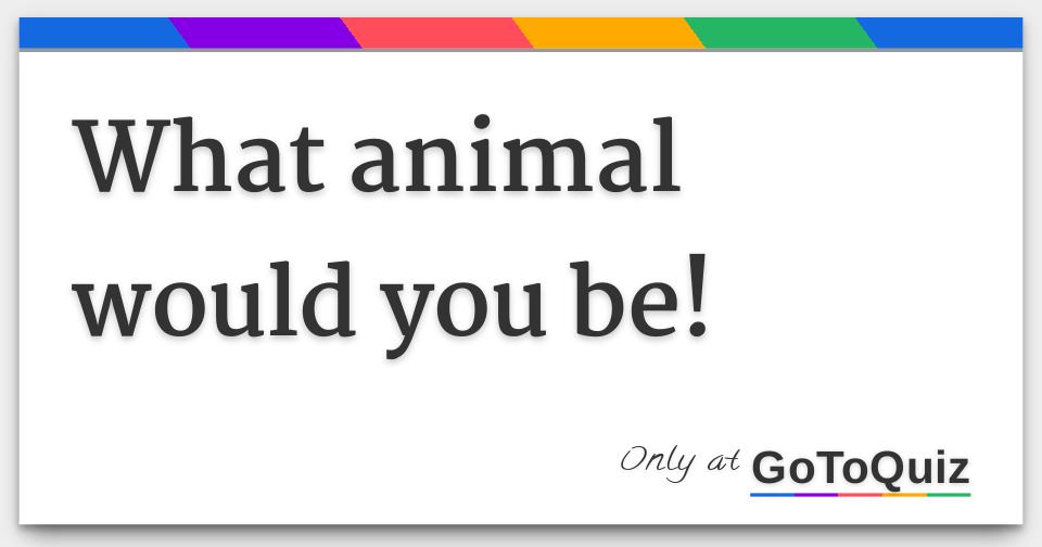 What animal would you be!