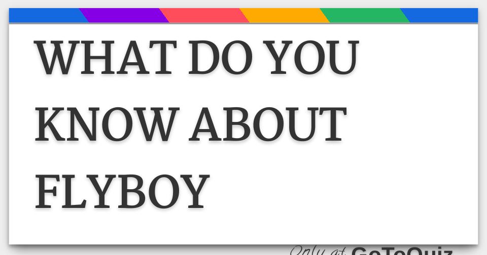 WHAT DO YOU KNOW ABOUT FLYBOY