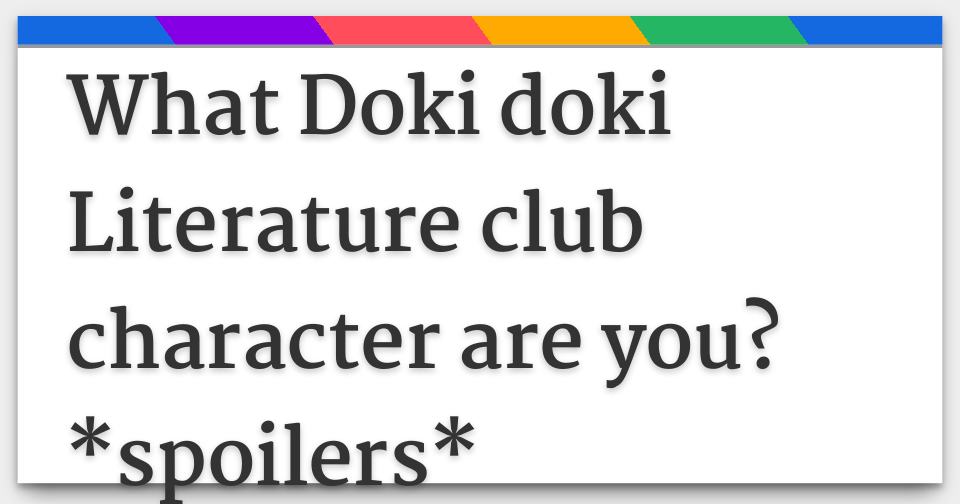 which doki doki literature club character are you