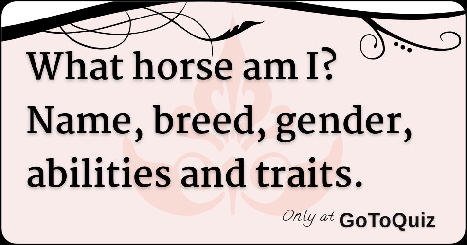 What horse am I? Name, breed, gender, abilities and traits.