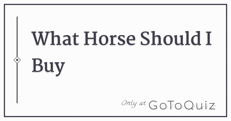 What Horse Should I Buy
