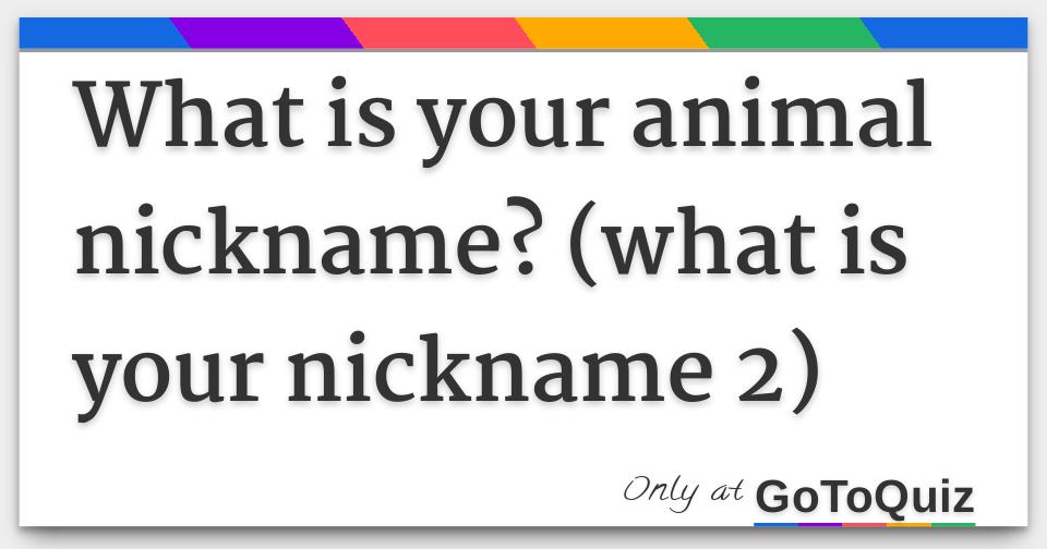 What Is Your Animal Nickname What Is Your Nickname 2