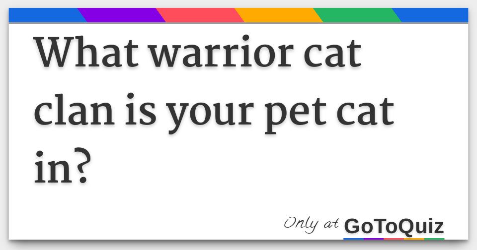 What warrior cat clan is your pet cat in?