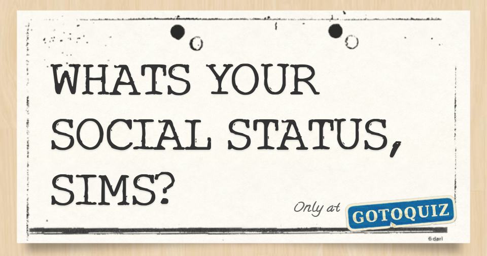 WHATS YOUR SOCIAL STATUS, SIMS?