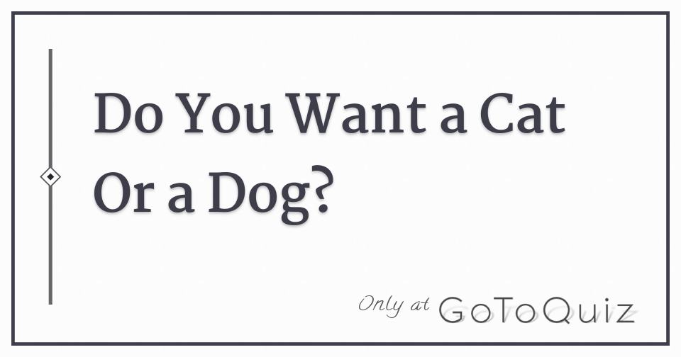Do You Want a Cat Or a Dog?